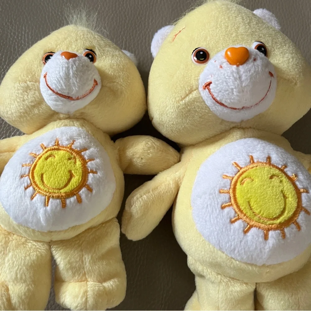 2 FUNSHINE CARE BEARS Vtg 2004/9” & 2002/7” yellow sunshine stuffed plush animal - Picture 5 of 16